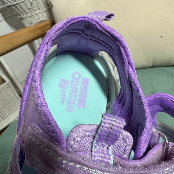 Oshkosh Sandals Toddler 12  Purple Glitter NWT Adjustable Machine Washable Play - Picture 4 of 8